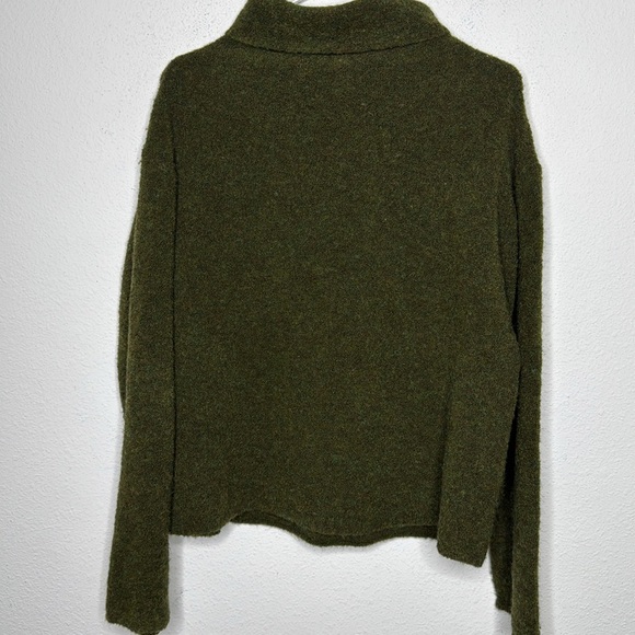 Eileen Fisher wool/alpaca/nylon/spandex green turtleneck sweater Petite Medium - Picture 2 of 6